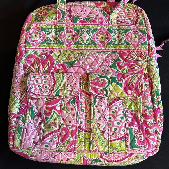 Vera Bradley Vibrant Pink & Green Patterned Tote Bag Excellent Condition - Picture 7 of 11
